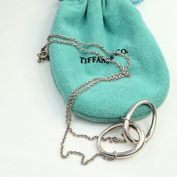 Tiffany & Co. Peretti Double Loop Necklace Pendant charm Silver 925 JR1369